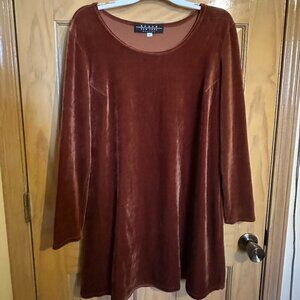 Velvet copper-colored long-sleeved tunic top